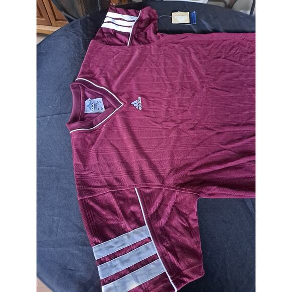 VTG NWT Y2k Red Mens Adidas V-Neck Soccer Jersey (No Number/No Team) - Picture 1 of 5